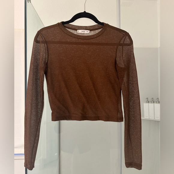 Mango Tops - Mango Sheer Chocolate Long Sleeve Top